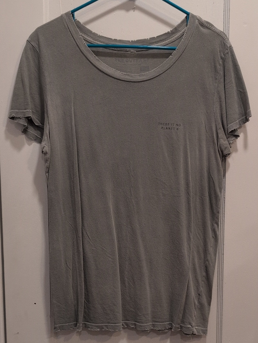 Women's Green Graphic Worn Look Crewneck Tee - There Is No Planet B